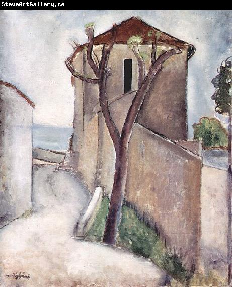 Amedeo Modigliani Baum und Haus